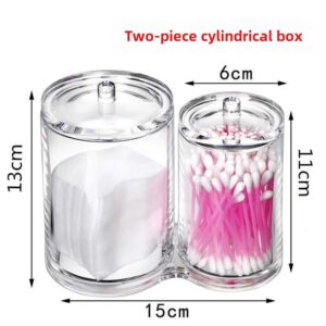 Double barrel acrylic cotton swab storage box 