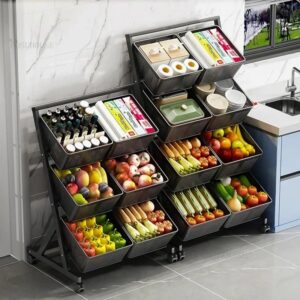 Multifunctional Metallic Vegetable/Fruits Cart Storage Rack