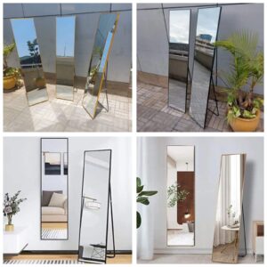 Standing full length dressing mirror with metallic frame