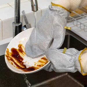 Waterproof lining multi-use steel wire dishwashing gloves a pair