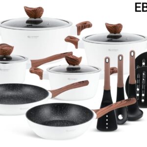 15pcs Edenberg Cookware Set/Pots With wooden handles
