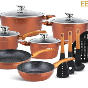 15pcs Edenberg Cookware Set/Pots with Wooden handles