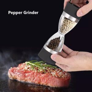 Manually adjustable thickness, hour glass 2 in 1 Dual Salt Pepper Mills,  Pepper Grinder, Sesame, Spice Grinder, Kitchen spice jar*