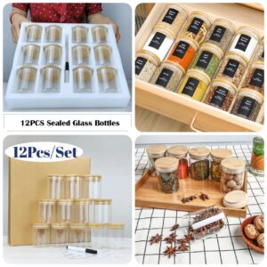 12pcs Round Glass spice jar set