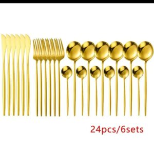 24pcs Gold Luxury cutlery set stainless steel 