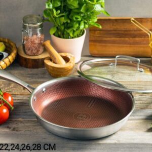 Edenberg Stainless Steel Frying Pans with Lid