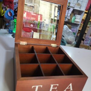 Wooden 9 Grids Tea Box Tea Bags Container Storage Box