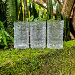 Vintage Embossed Dots pattern transparent Water/Juice/Wine/Whiskey Glass