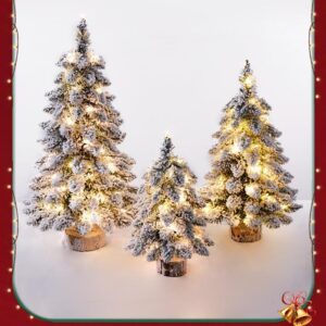 Pre-lit mini snow flocked christmas trees