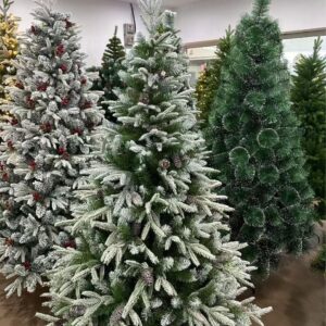 PREMIUM PINE SNOW FLOCKED TREE WITH CONE