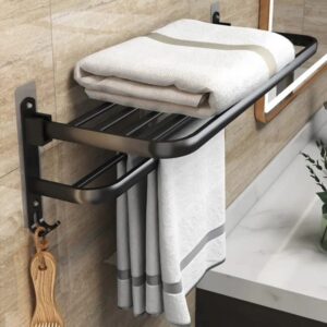 Wall Mounted Towel Rack Accessory with Hooks