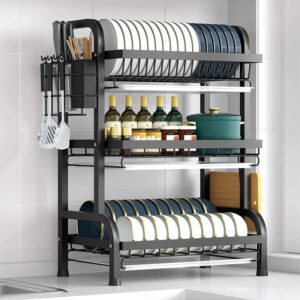 Carbon Steel Dish Rack with Cutlery Holder & Chop Board Holder