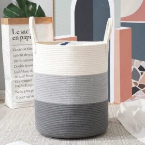 Cotton rope laundry basket woven large storage basket
