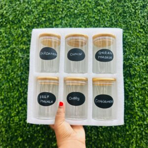 6-pack Round Glass Jars with Bamboo lid And Spoon